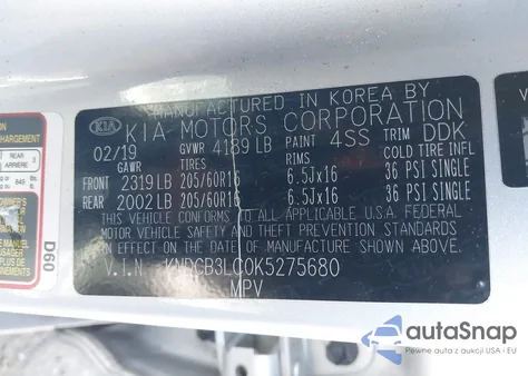 2019 Kia Niro Lx from USA, damaged, VIN KNDCB3LC0K5275680